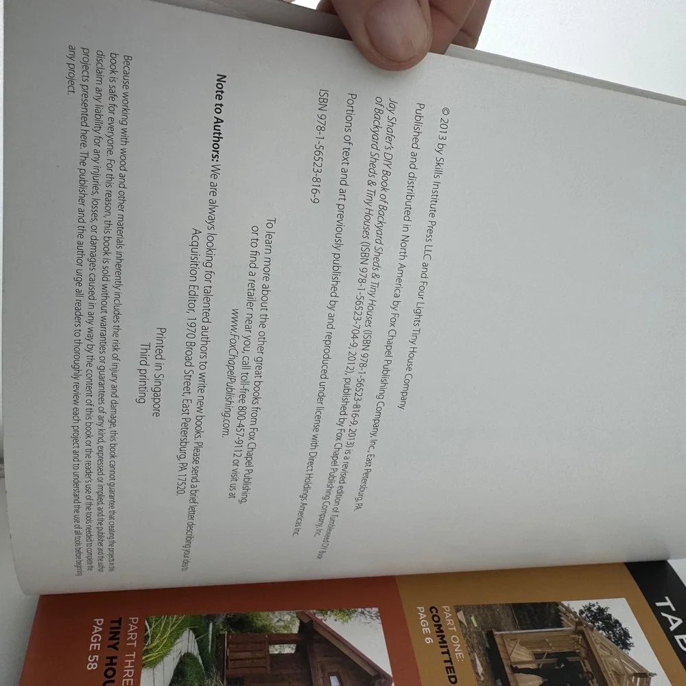 Jay Shafer DIY Book of Backyard Sheds & Tiny Houses White‎ Excellent Paperback